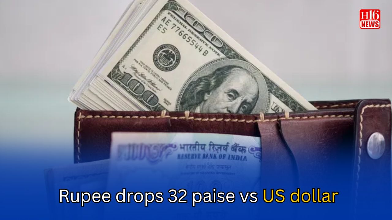 Rupee drops 32 paise vs US dollar